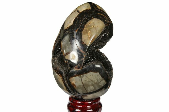 Septarian Dragon Egg Geode - Black Crystals #120930